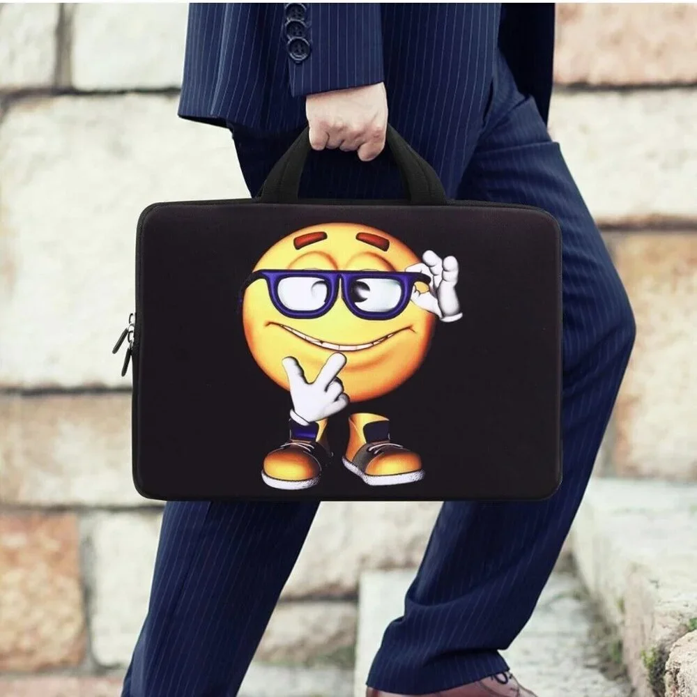 iColor Laptop Neoprene Handle Bag Computer Tablet Protect Case School Emoji Face